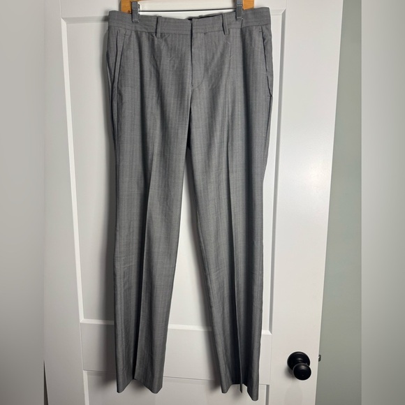 Theory Mens Gray Stripe Wool Pants size 33x33 Flat Front Jace s/durant trousers - Picture 2 of 8